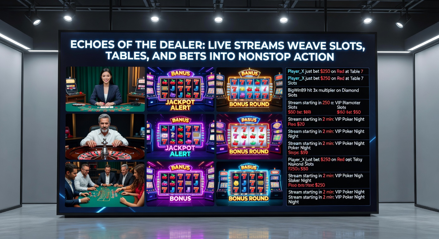 Player interface on a tablet displaying live blackjack dealer, adjacent slot machine animation, and soccer betting odds updating live