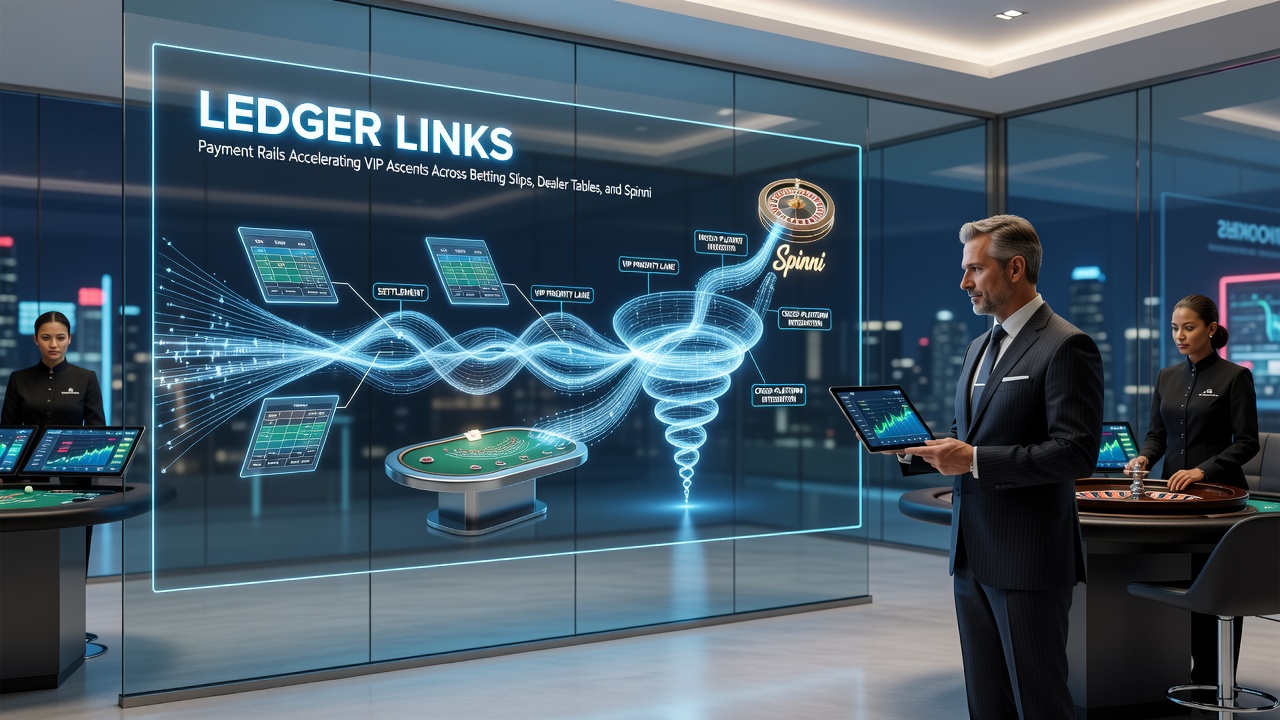 Digital wallet transfers flowing between sports betting, live casino tables, and slot machines