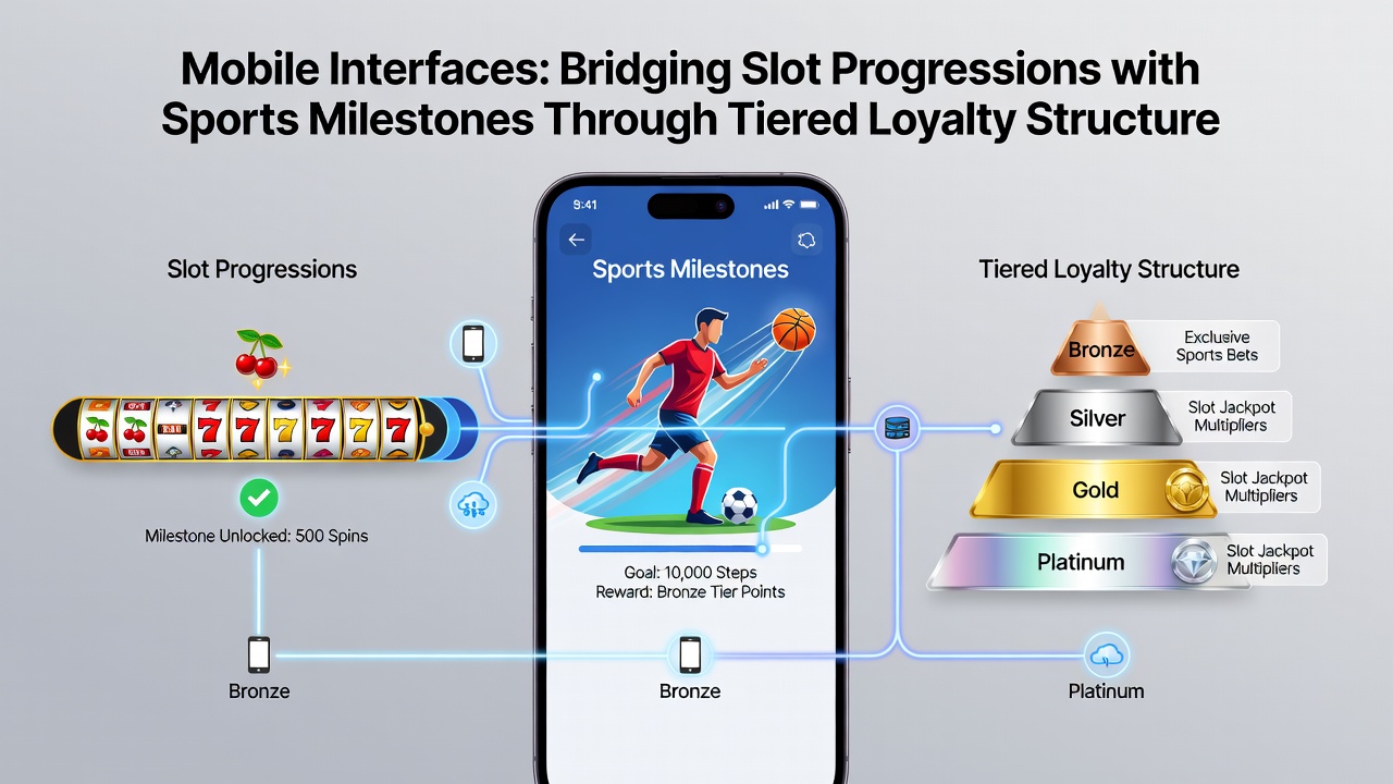 Loyalty tier dashboard on mobile showing synced slot and sports milestone progress with point conversions
